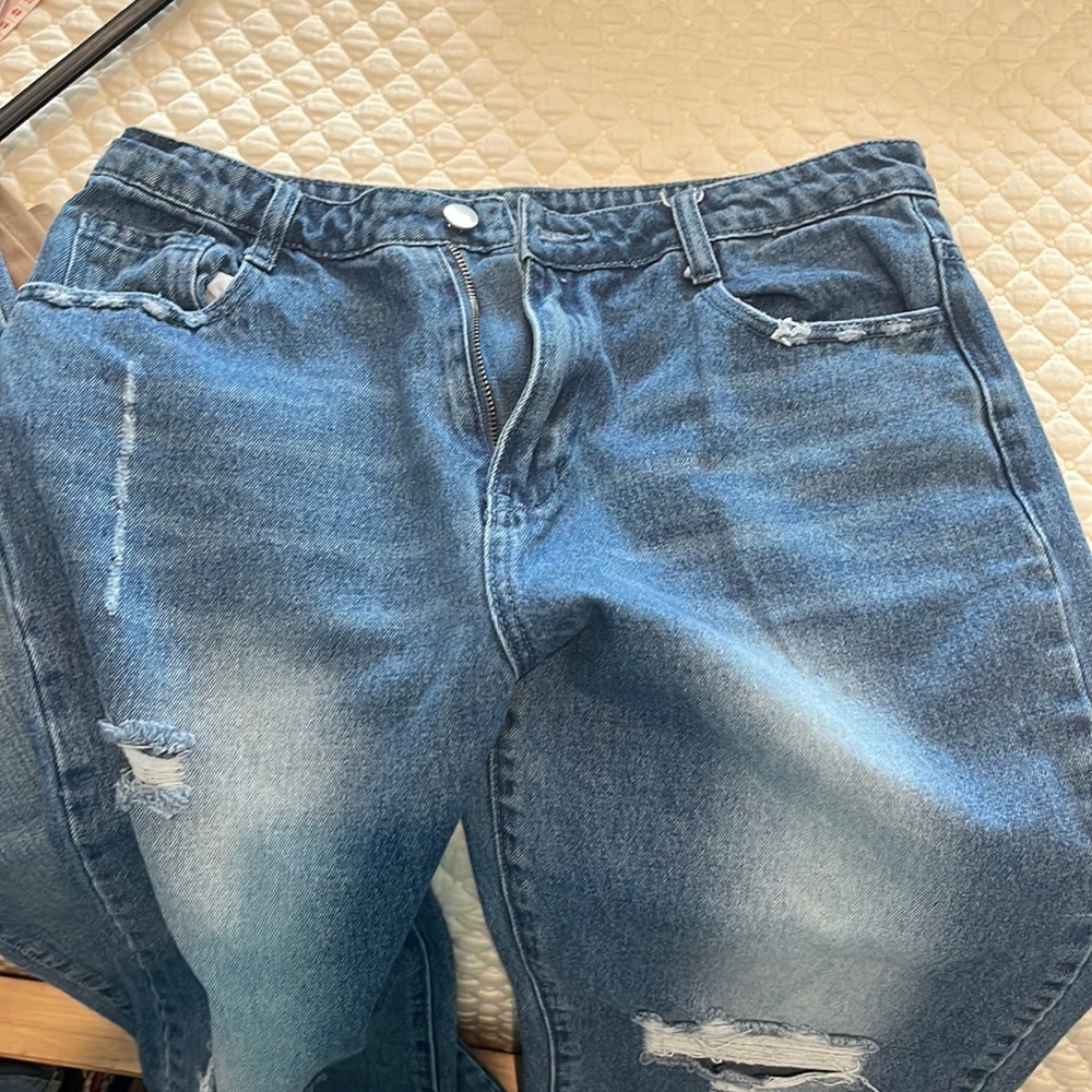 Vestique HIGH RISE Boyfriend distressed slim leg jeans #4